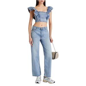 GANNI Light Blue High Rise Flare Jeans New With Tag